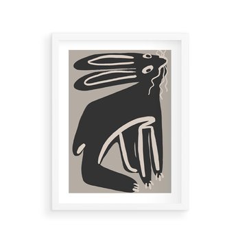 Plakat w ramie 30x40 - Konturujące Struktury - skandynawska sztuka, królik - rama biała