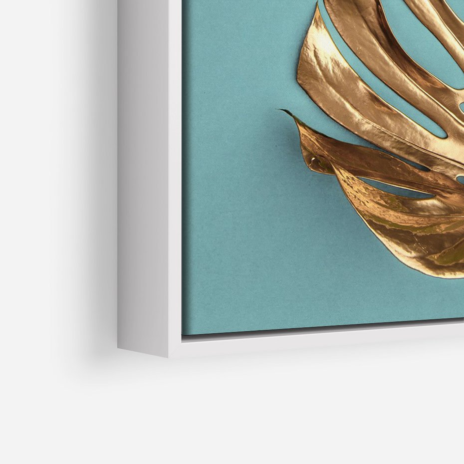 Obraz w ramie 80x120 - Piękno Natury - złote, liście - rama biała