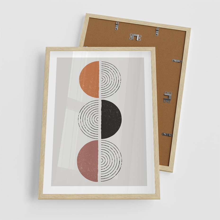 Plakat w ramie 50x70 - Eksperymenty z Geometrią - geometryczny plakat, sztuka nowoczesna - rama drewno