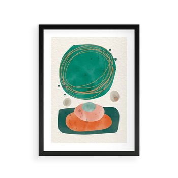 Plakat w ramie 30x40 - Rozmyte Granice - abstrakcyjne plamy, zielony - rama czarna