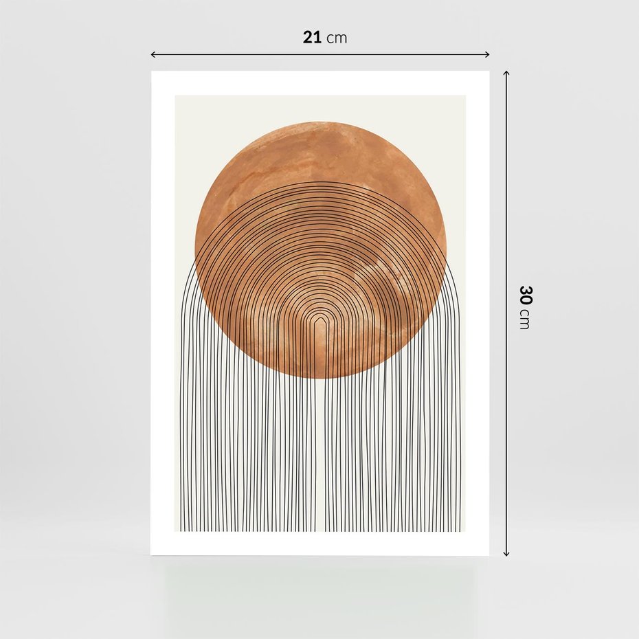 Plakat bez ramy 21x30 - Konturem Kształtowane - koło, boho styl
