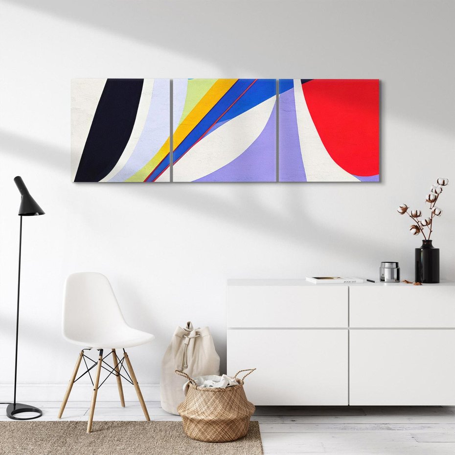 Obraz na płótnie 120x40 - Kolorowe Przesunięcia Kształtów - abstrakcyjny obraz olejny, żywe kolory