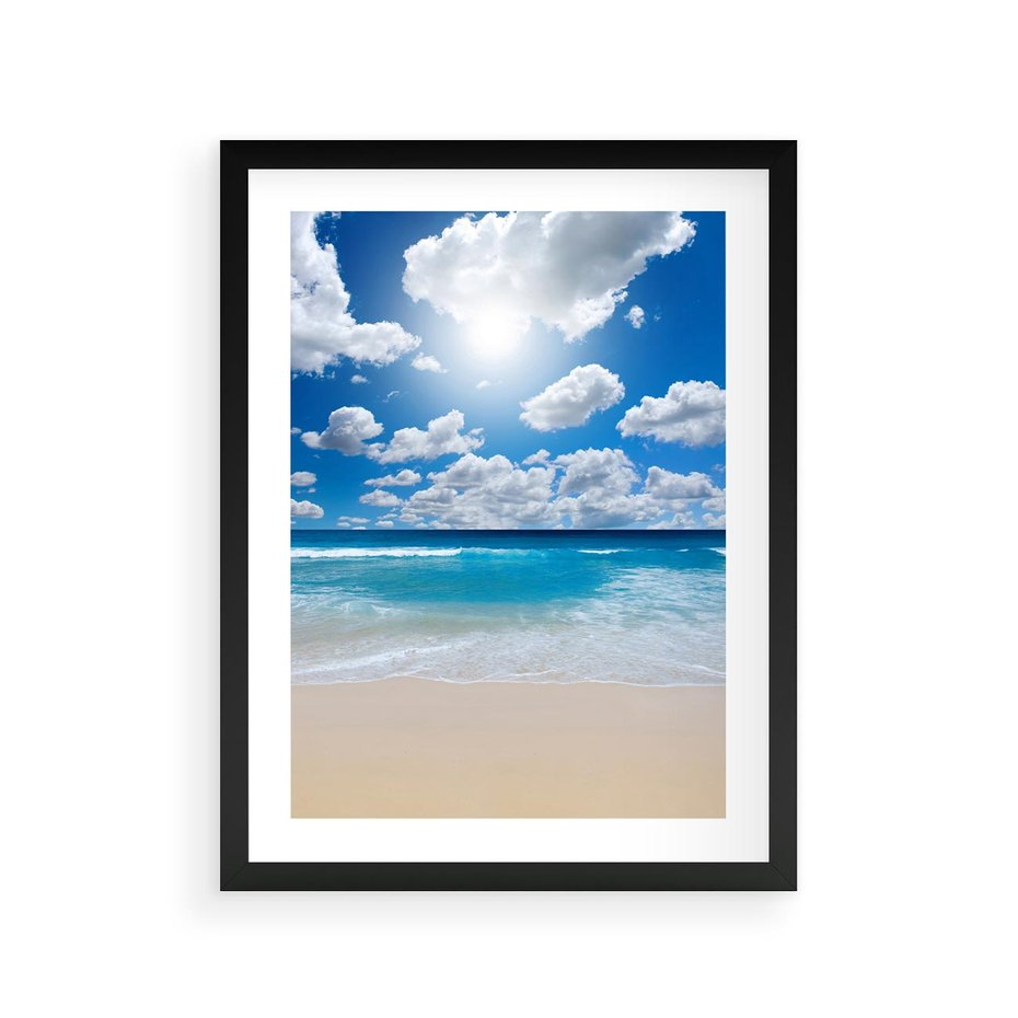 Plakat w ramie 30x40 - Wakacyjna plaża - plaża, wakacje - rama czarna