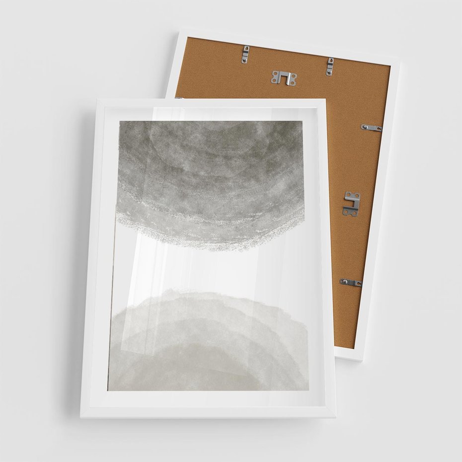 Plakat w ramie 50x70 - Impresje Energii - rozmyte cienie, abstrakcja - rama biała