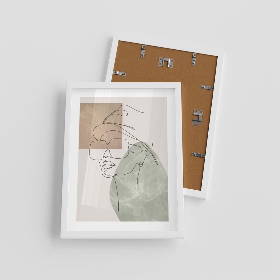 Plakat w ramie 30x40 - Geometria i Szkic - nowoczesny obraz, grafika - rama biała