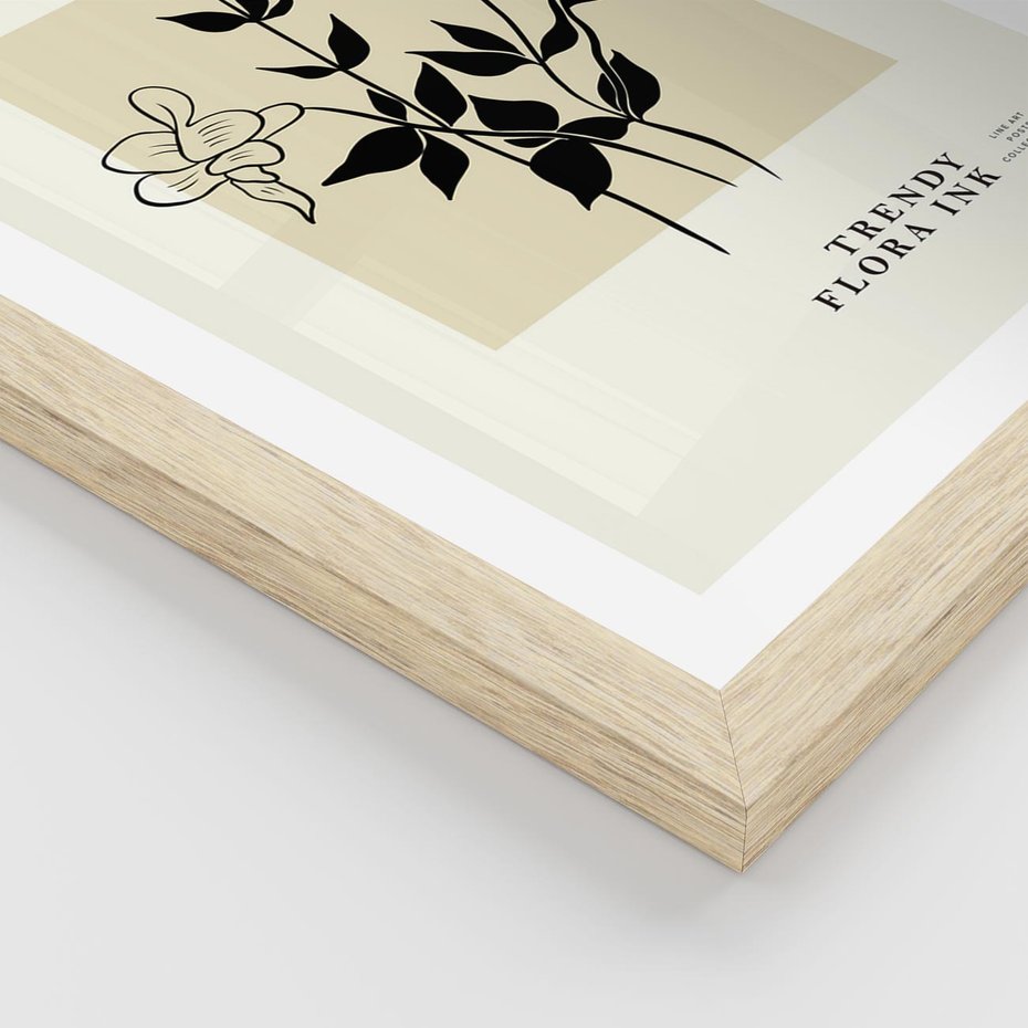 Plakat w ramie 40x50 - Malowane szkicowe tęsknoty - kwiaty, typografia - rama drewno