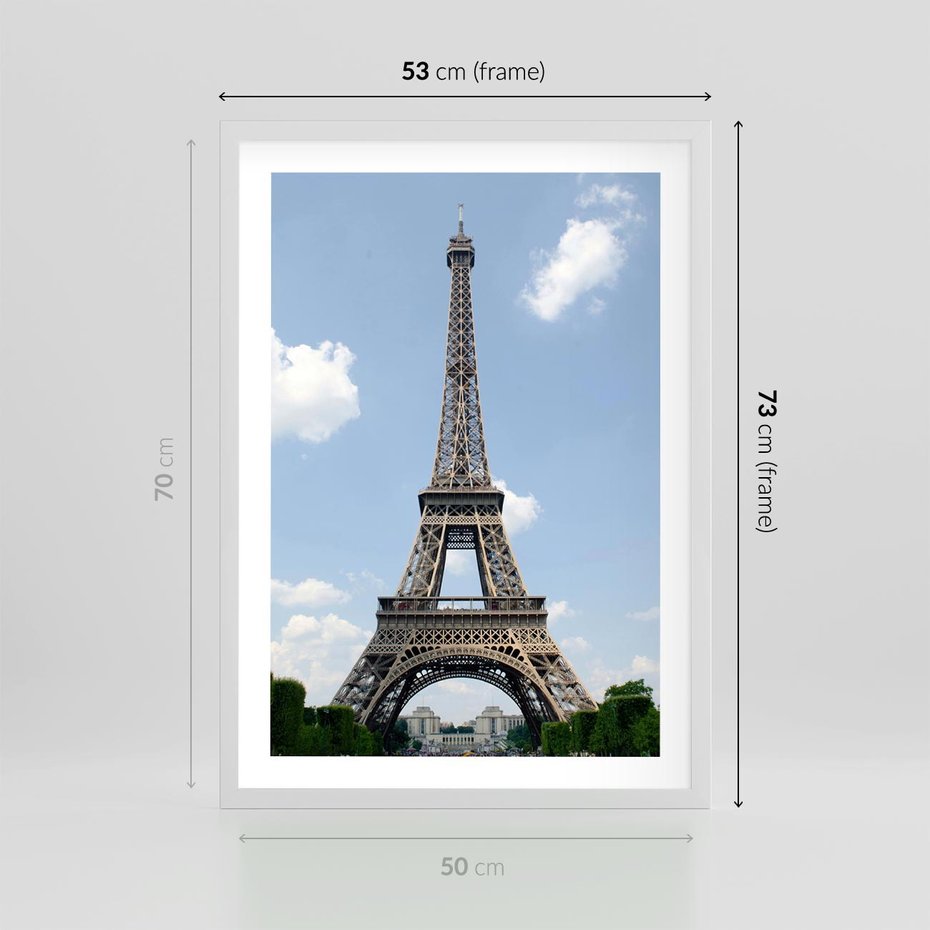 Plakat w ramie 50x70 - Paryż z wieżą Eiffla - Eiffla, Paryż - rama biała