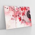 Obraz na płótnie 120x80 - Szept Kwitnącej Wiśni - japoński parasol, liście
