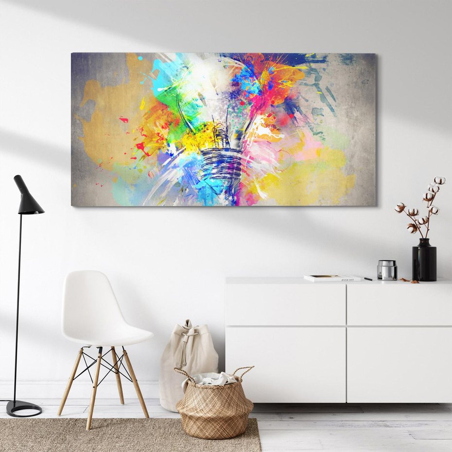 Obraz na płótnie 140x70 - Kolory Kreatywnej Koncepcji - abstrakcyjna grafika, szkic żarówki