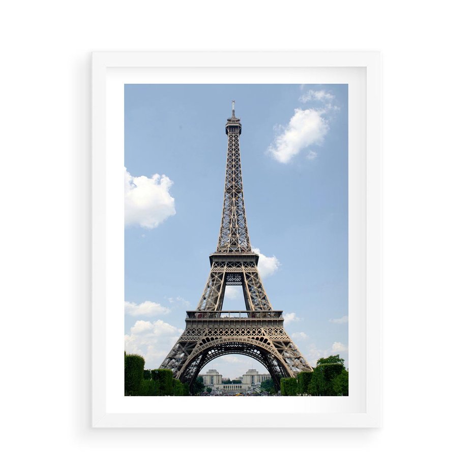 Plakat w ramie 50x70 - Paryż z wieżą Eiffla - Eiffla, Paryż - rama biała