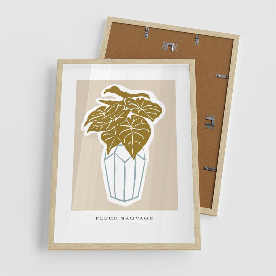 Plakat w ramie 50x70 - Rytmy Nowych Wizji - abstrakcyjne liście, tropikalne w wazonie - rama drewno