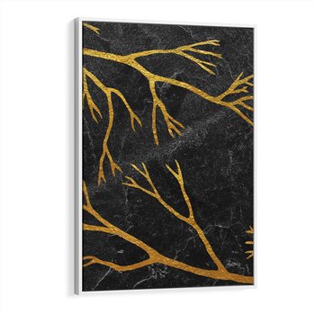 Obraz w ramie 50x70 - Marmurowe Drzewa Snu - złote gałęzie, drzewa - rama biała
