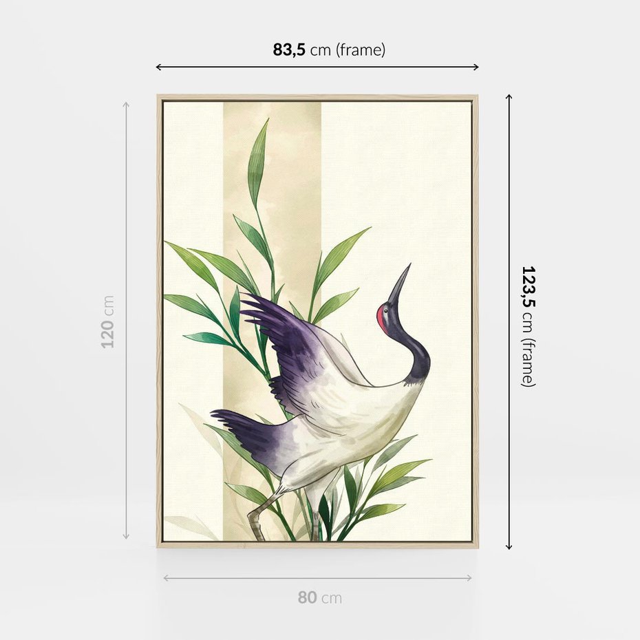 Obraz w ramie 80x120 - Migocące Ptaki - japońska sztuka, ptak - rama drewno