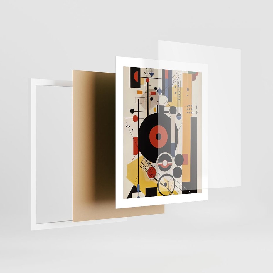 Plakat w ramie 40x50 - Wnętrza Refleksyjnego Światła - modernistyczny obraz, styl bauhaus - rama biała