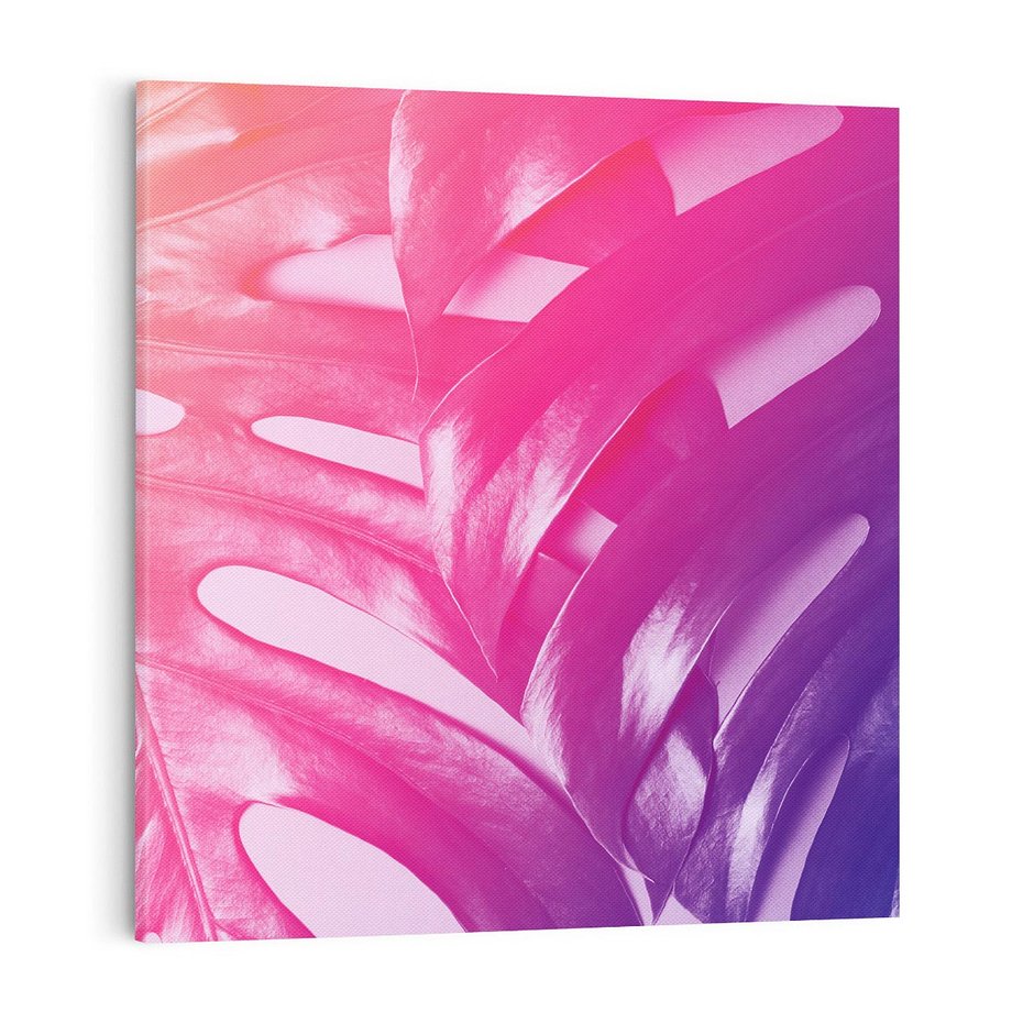 Obraz na płótnie 40x40 - Monstera Kwiaty Liście - monstera, kwiaty