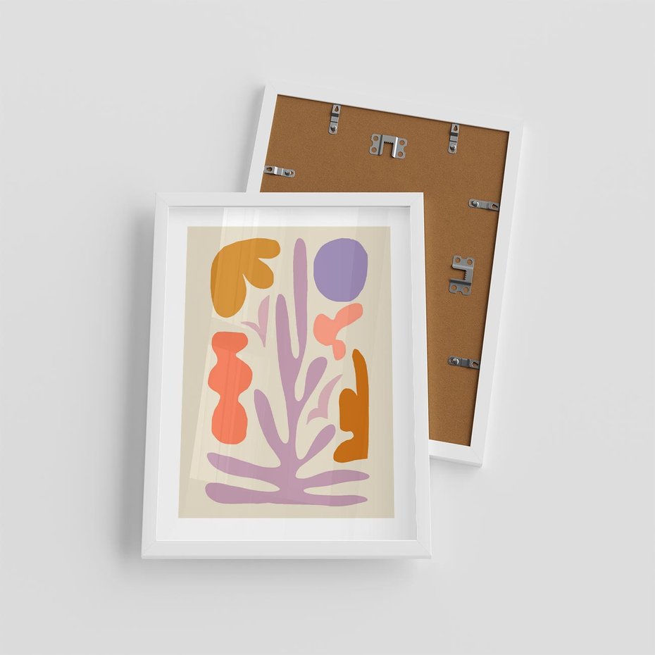 Plakat w ramie 30x40 - Przenikająca Harmonia - abstrakcyjny obraz, pastelowe kolory - rama biała