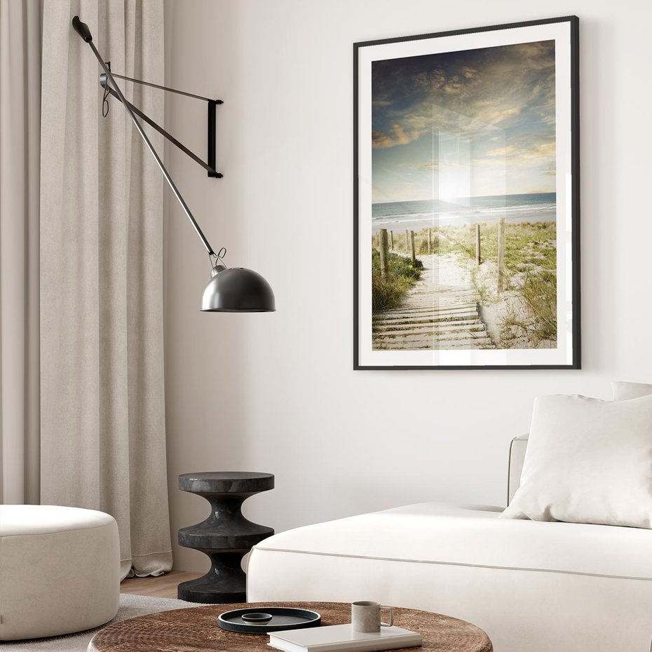 Plakat bez ramy 50x70 - Błękitne morze na pomostach - morze, pomost