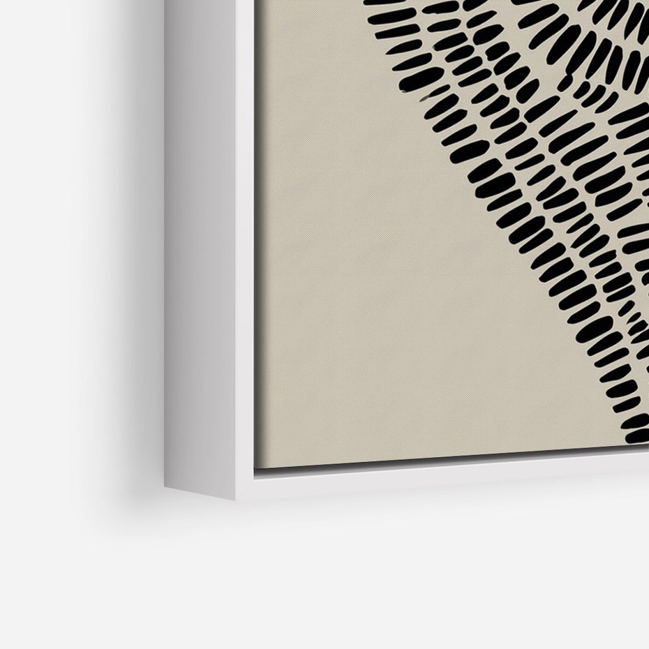 Obraz w ramie 80x120 - Nowoczesne Spektrum Wyobraźni - boho plakat, czarne kropki kreski - rama biała