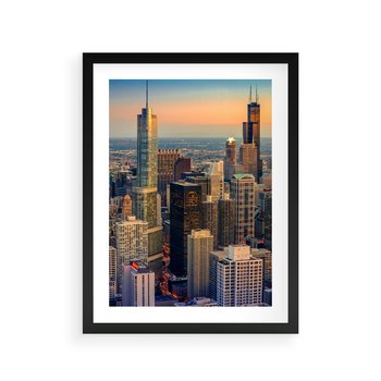Plakat w ramie 40x50 - Wieżowce Nowego Jorku - Manhattan, wieżowce - rama czarna