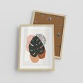 Plakat w ramie 30x40 - Minimalizm w Liściach Monstery: Plamy i Kropki - minimalizm, monstera plamy - rama drewno