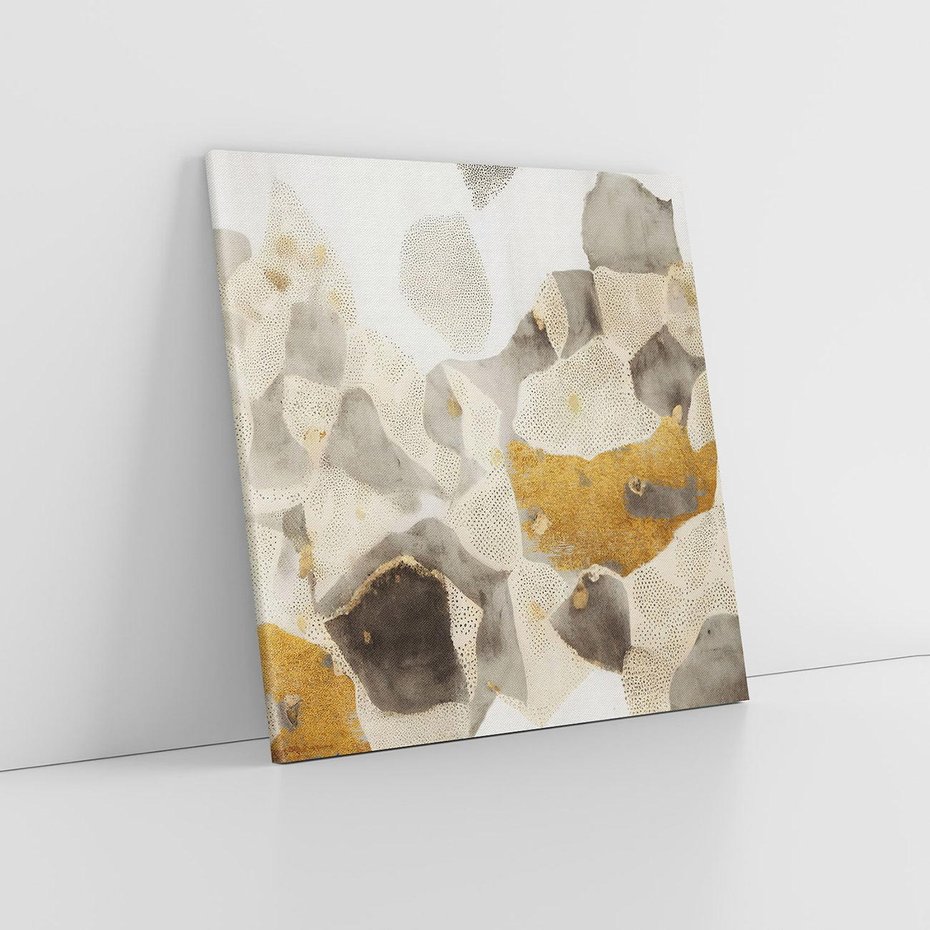 Obraz na płótnie 70x70 - Nowoczesne Złoto i Szarość - plamy, złoto