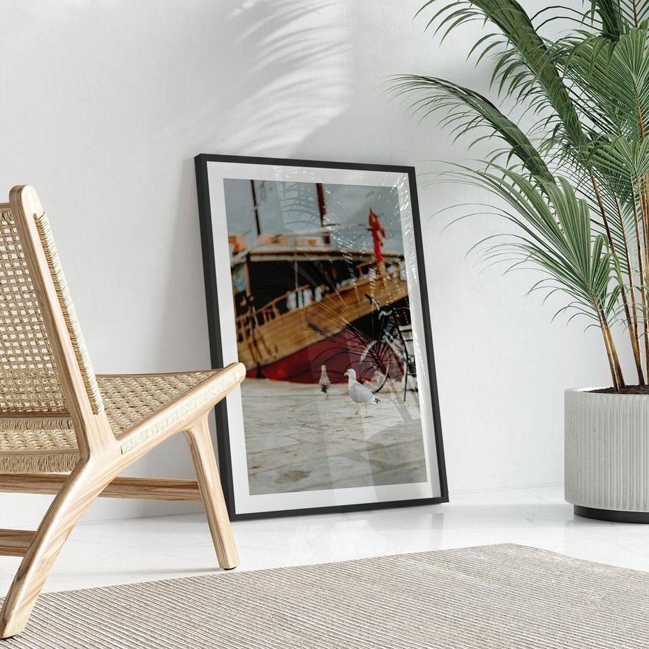 Plakat bez ramy 21x30 - Przygoda na Horyzoncie - port, statek