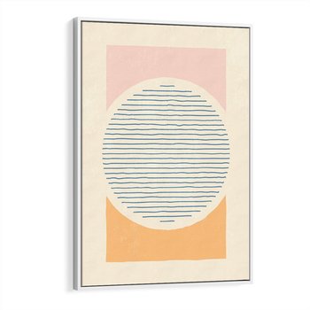 Obraz w ramie 50x70 - Rozbijająca Opowieść - geometryczne kształty, koła - rama biała