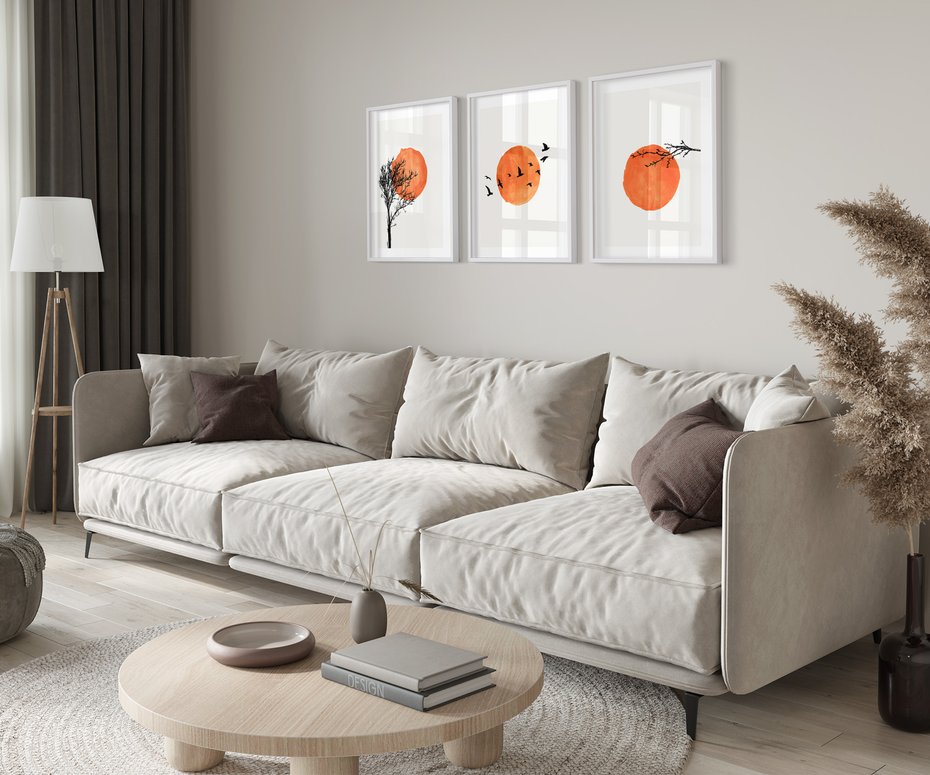 Zestaw obrazy w ramie 40x50 galeria - Boho, plakaty, minimalistyczne - rama biała