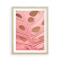 Plakat w ramie 50x70 - Różowy Liść Monstery - różowy liść monstery, nowoczesna fotografia - rama drewno