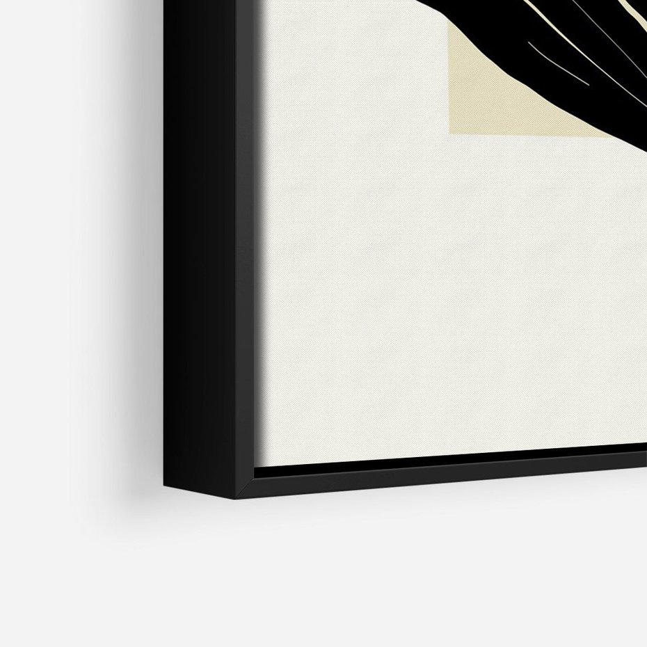 Obraz w ramie 50x70 - Harmonia liści - minimalistyczny obraz, szkic - rama czarna