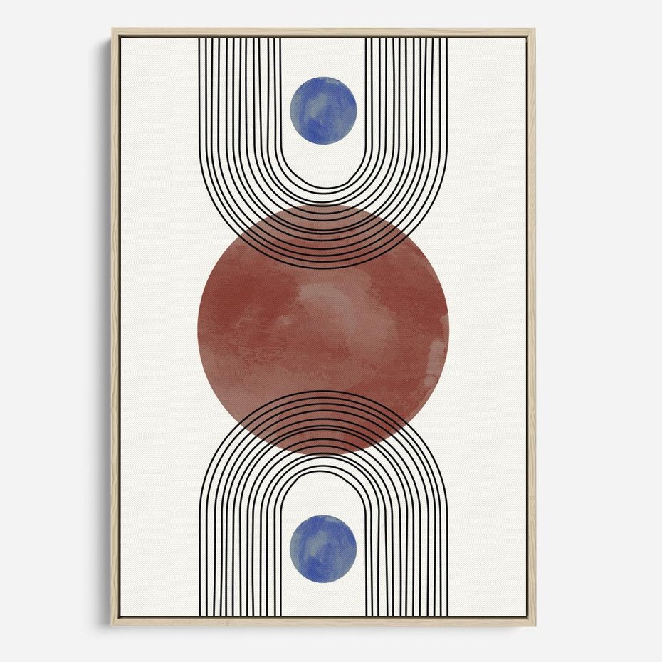 Obraz w ramie 70x100 - Księga Impulsów - nowoczesny plakat, styl midcentury - rama drewno