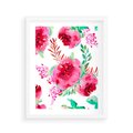 Plakat w ramie 40x50 - Delikatna Akwarela - kwiaty, akwarela - rama biała