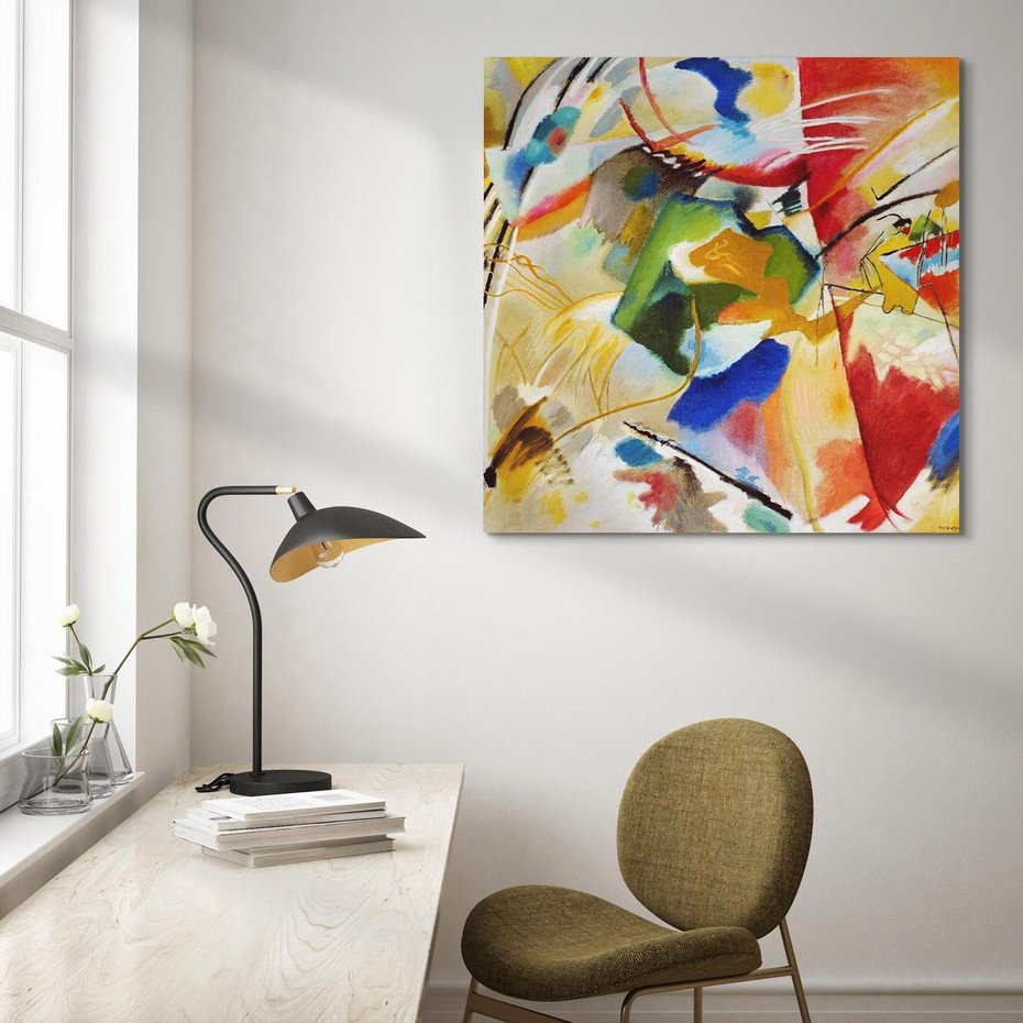 Obraz na płótnie 70x70 - "Obraz z Zielonym Centrum" (1913) Wassily Kandinsky - Reprodukcja - reprodukcja, obraz na płótnie