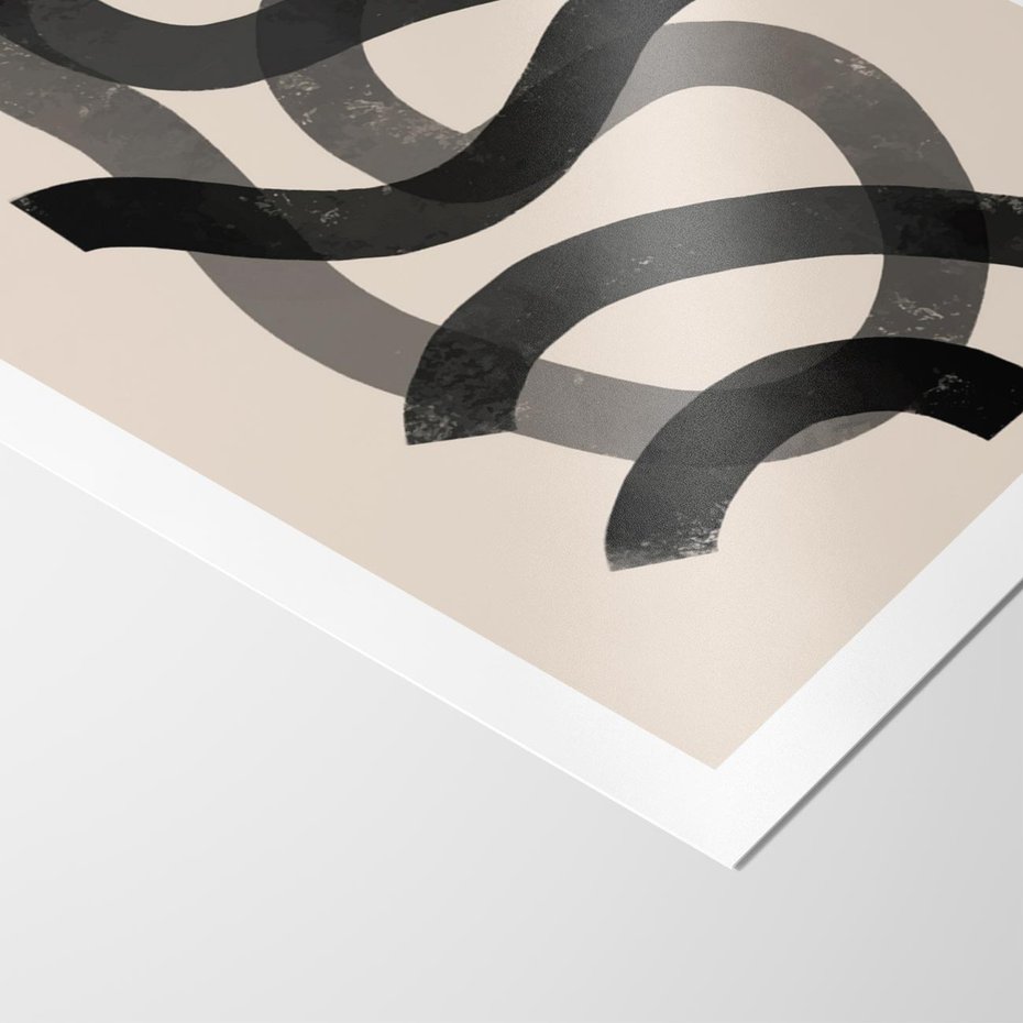 Plakat bez ramy 30x40 - Strukturalne Odbicia Innowacji - zaplątane minimalistyczne linie, na bezowym tle