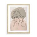 Plakat w ramie 50x70 - Kobieta w Linii: Akwarelowa Harmonia - kobieta one line, grafika - rama drewno