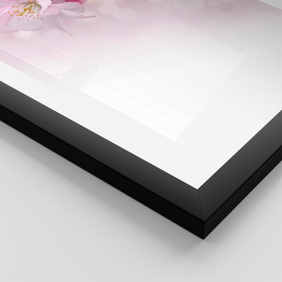 Plakat w ramie 50x70 - Kwitnąca Wiśnia - kwiaty, kwitnącej - rama czarna