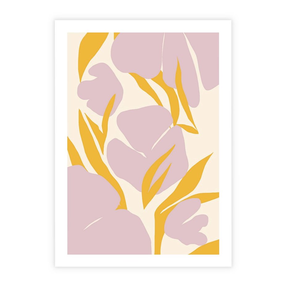 Plakat bez ramy 21x30 - Migocące Wibracje - abstrakcyjne kwiaty, pastelowe kolory