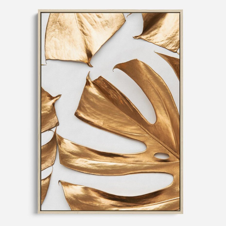 Obraz w ramie 80x120 - Siła Natury - złote, liście - rama drewno