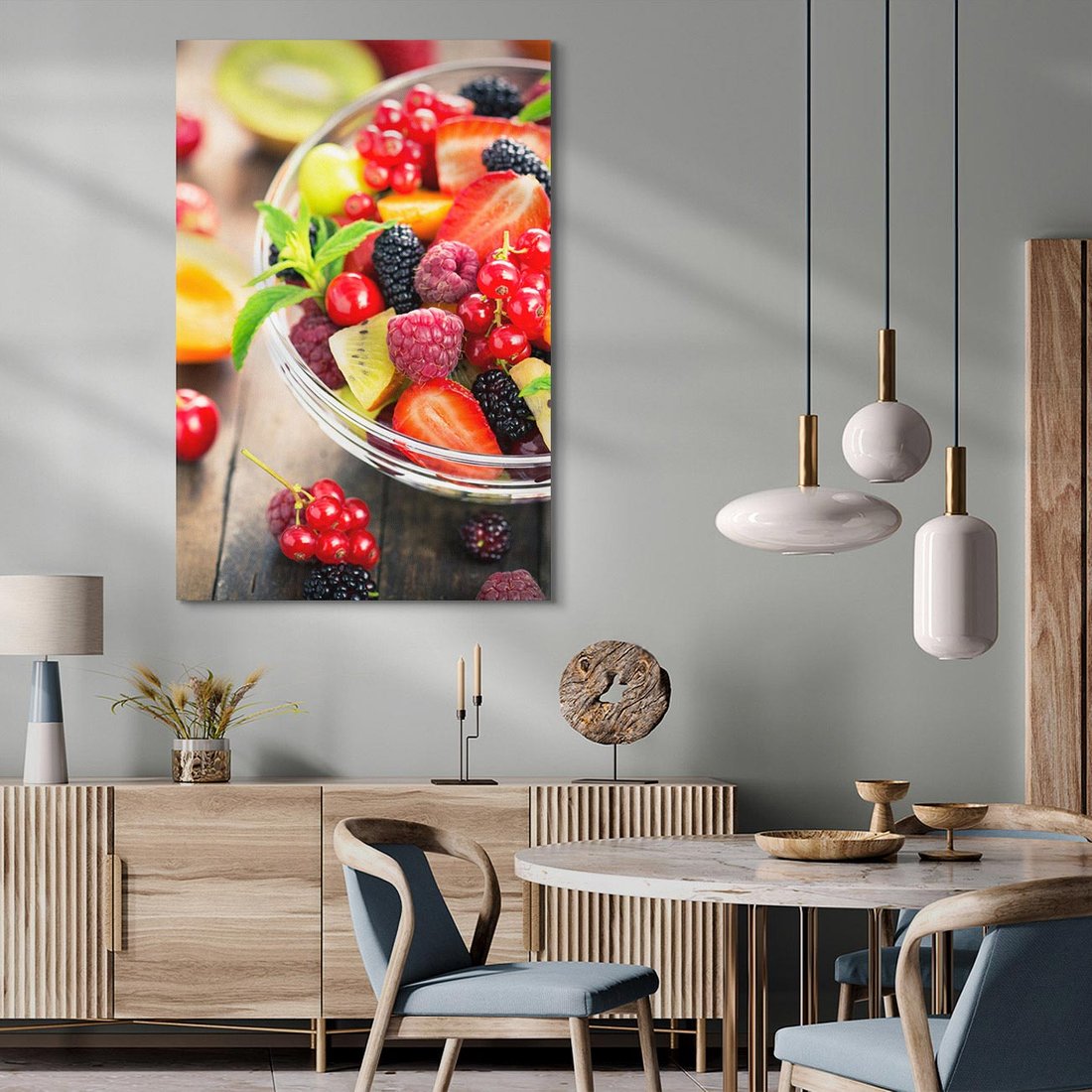 Obraz na płótnie 50x70 - Kulinarne rozkosze - miska, owoce