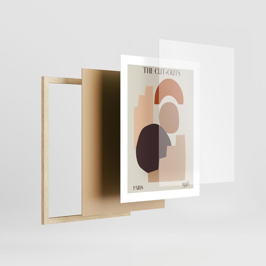 Plakat w ramie 30x40 - Boho Urok: Plakat z Kolorem Ziemi i Typografią - boho grafika, kolory ziemi - rama drewno