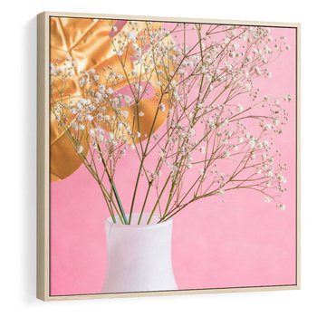 Obraz w ramie 80x80 - Przyjemność Złotej Natury - złote, liście - rama drewno