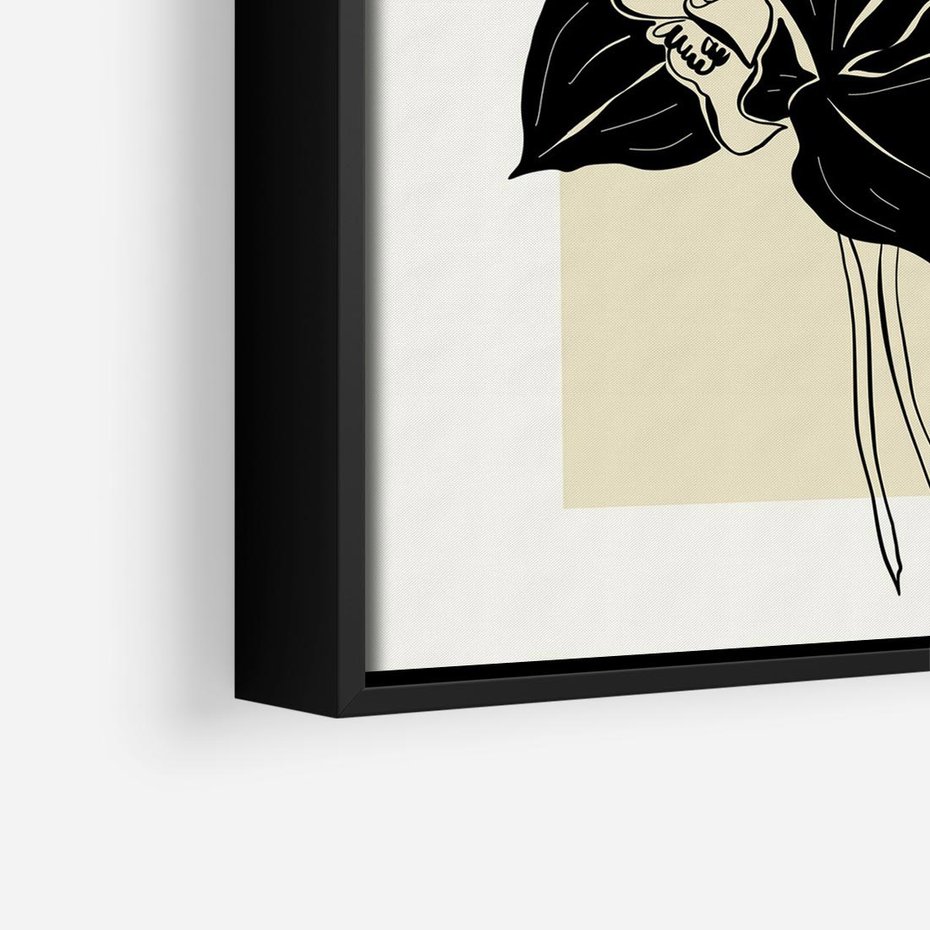 Obraz w ramie 50x50 - Ekspresja w szkicowanych kształtach - kwiaty, typografia - rama czarna