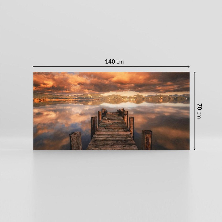 Obraz na płótnie 140x70 - Spacer po molo nad jeziorem - molo, jezioro
