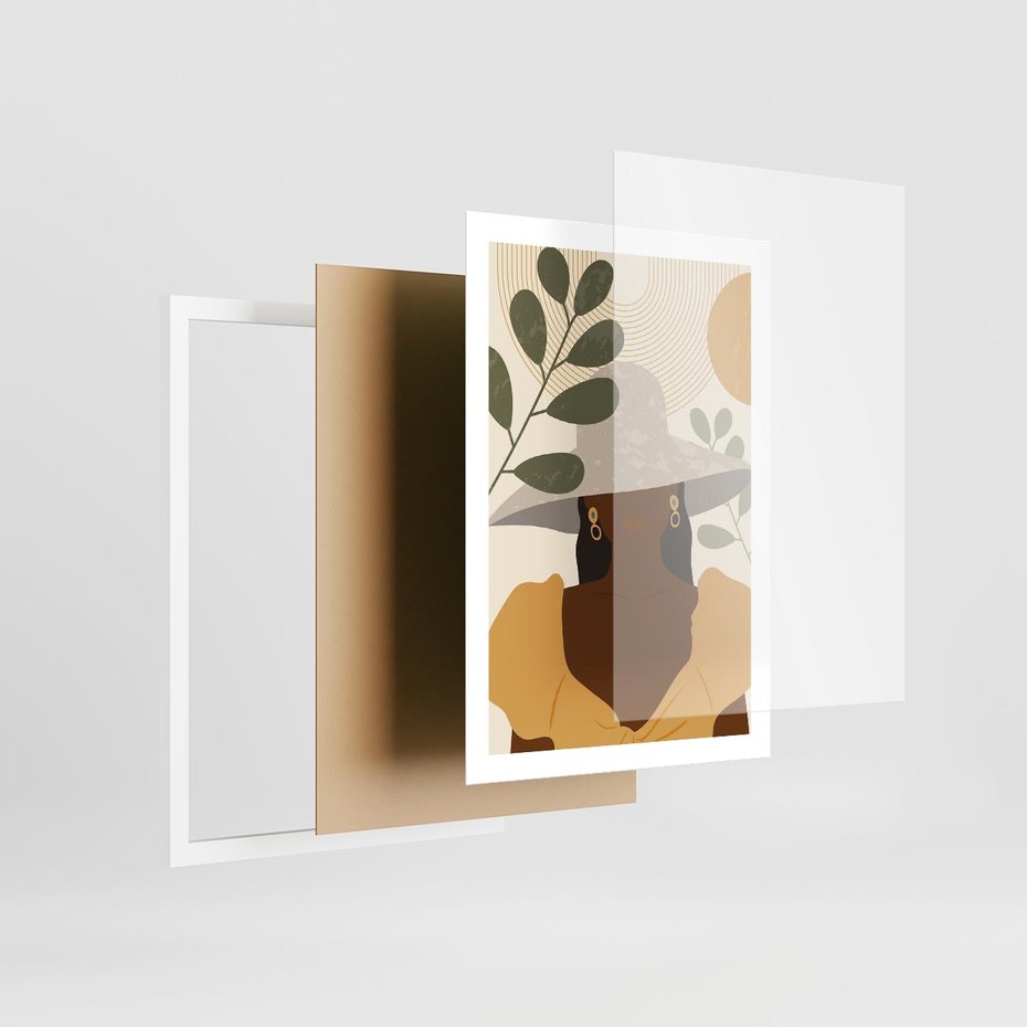 Plakat w ramie 50x70 - Grafika w Innowacyjnym Stylu - grafika, postać kobiety - rama biała