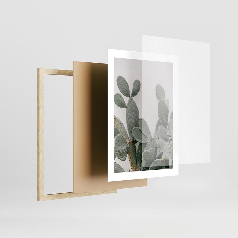 Plakat w ramie 30x40 - Imponujący Kaktus - duży kaktus, opuncja - rama drewno