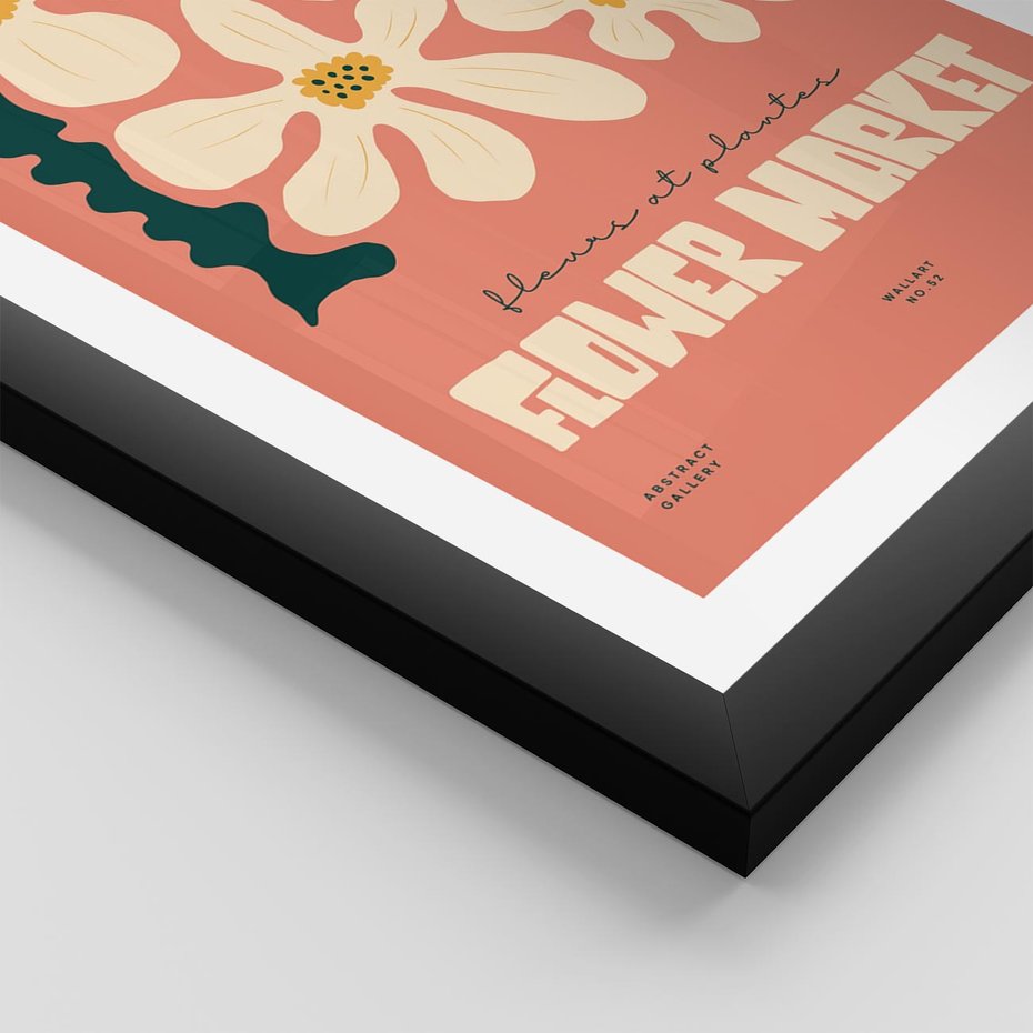 Plakat w ramie 50x70 - Szkicowane Kolorowe Uczucia - kwiatowa kompozycja, minimalizm - rama czarna