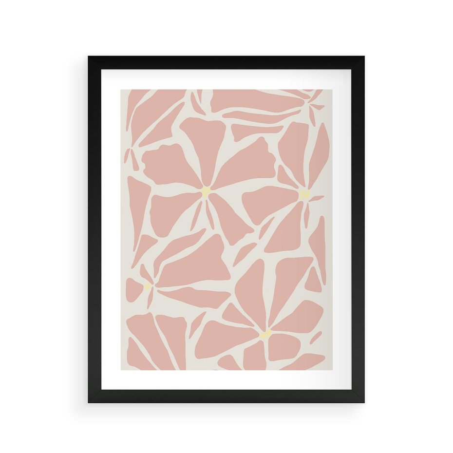 Plakat w ramie 40x50 - Akwarelowe Promienie - abstrakcyjne boho kwiaty, kompozycja - rama czarna