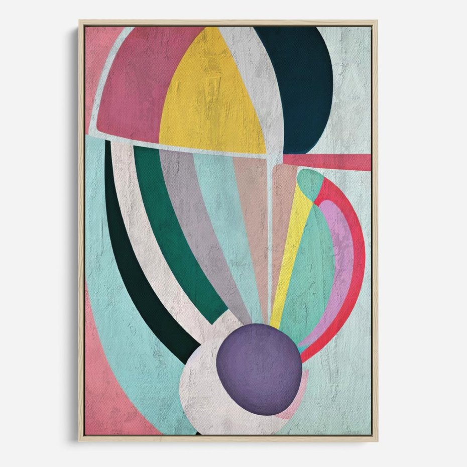 Obraz w ramie 80x120 - Podróżne Echa Przestrzeni - abstrakcyjne dziwne kształty, olejny obraz - rama drewno