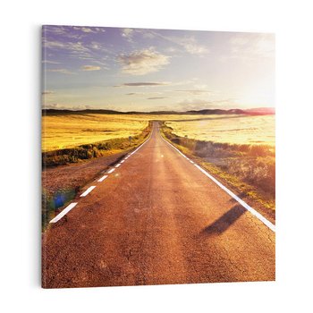 Obraz na płótnie 30x30 - Droga ku zachodowi słońca - droga, zachód