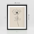 Plakat w ramie 40x50 - Przenikający Dialog - szkic kwiatu, mnimalistyczny szkic - rama czarna